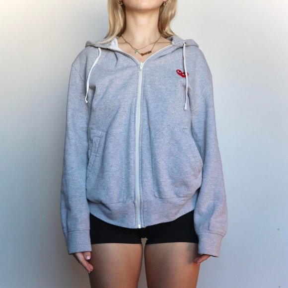 COMMES DES GARCONS PLAY GREY HOODIE - Picture 1 of 4